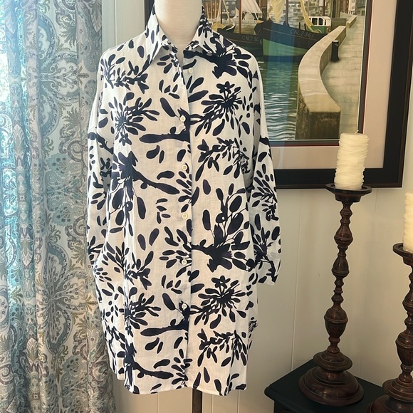 MARE ST BARTH 💯 LINNEN BUTTON DOWN SHIRT/DRESS Sz 42 or M - Picture 1 of 10